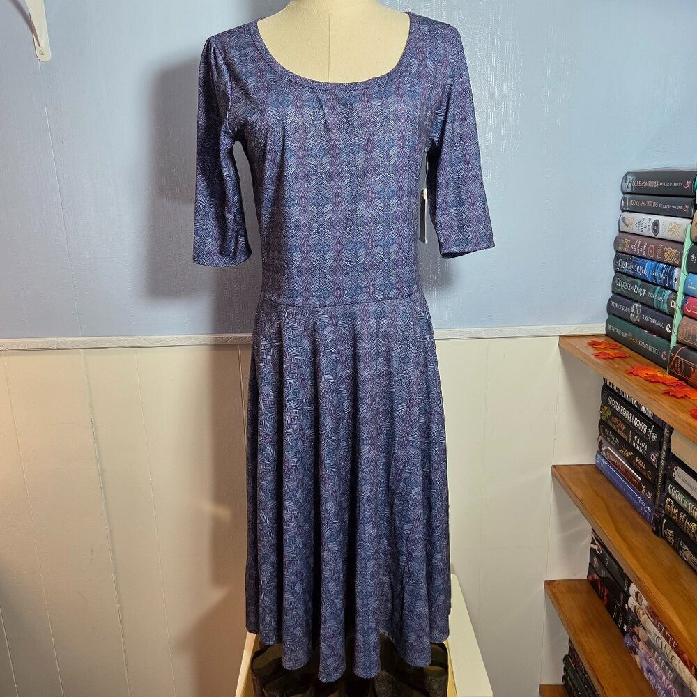 Lularoe Large Geometric Print Shortsleeve Casual Summer Midi Dress NWT